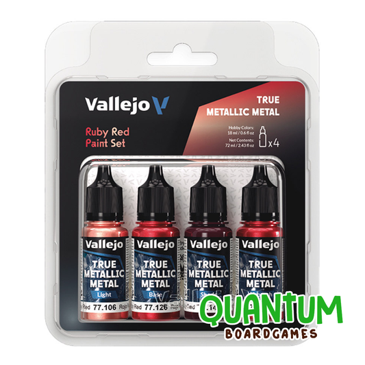 Set de pintura metálica rojo ruby Vallejo True Metallic 4 colores para miniaturas wargames