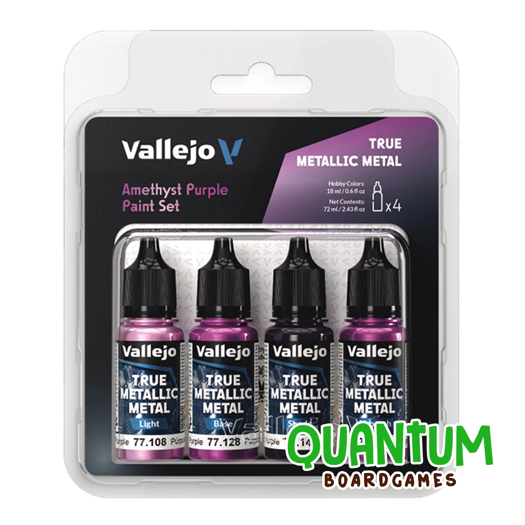 Set de pinturas metálicas Vallejo True Metallic Purple Ametista 4 colores para miniaturas wargames