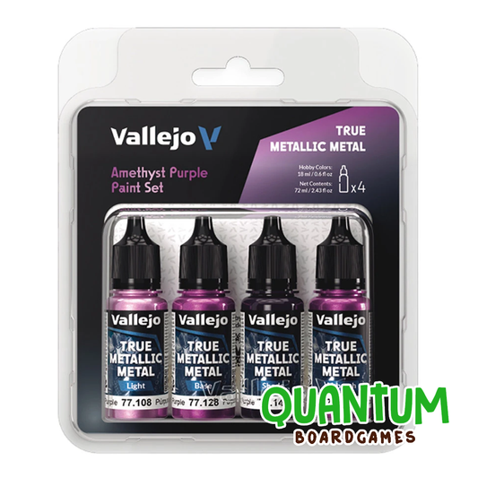 Set de pinturas metálicas Vallejo True Metallic Purple Ametista 4 colores para miniaturas wargames
