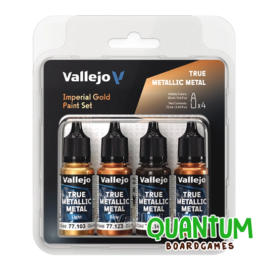 Set de 4 pinturas metálicas doradas Vallejo True Metallic Metal para miniaturas wargames