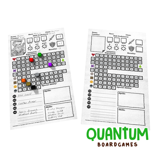 Bloc de hojas de personaje UnderQuest Grey Gnome Games, accesorios juegos de mesa