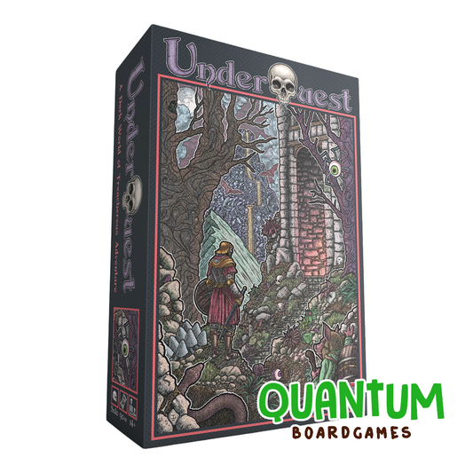 UnderQuest juego de mesa solitario Grey Gnome Games con personaje aventurero y familiar