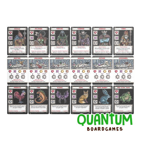 UnderQuest juego de mesa solitario Grey Gnome Games con personaje aventurero y familiar