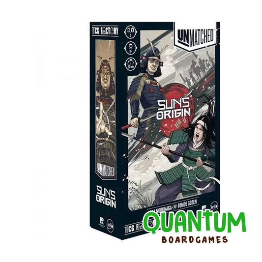 Unmatched Sun's Origins juego de mesa español con combatientes y cartas estratégicas
