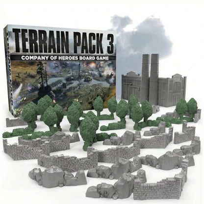 Terrain Pack 3 Company of Heroes 2nd Edition con árboles 3D, fábricas y cobertura destructible para wargames