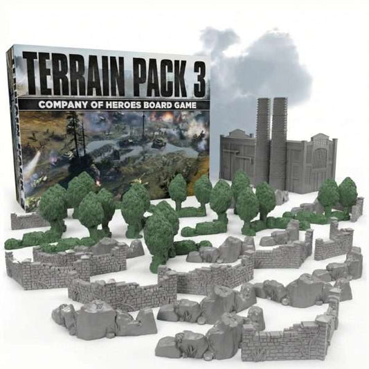 Terrain Pack 3 Company of Heroes 2nd Edition con árboles 3D, fábricas y cobertura destructible para wargames
