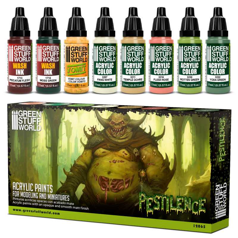 GREEN STUFF WORLD PAINT SET PESTILENCE (BOX X8)