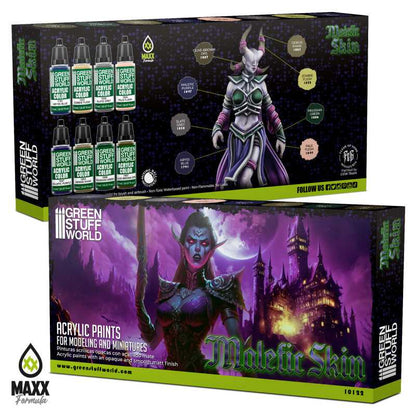 GREEN STUFF WORLD PAINT SET MALEFIC SKIN PAINT SET(BOX X8)