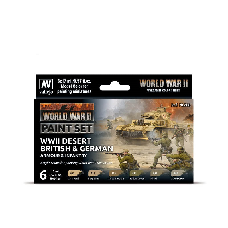 PAINT SET 70.208 WWII DESERT BRITISH AND GERMAN SET