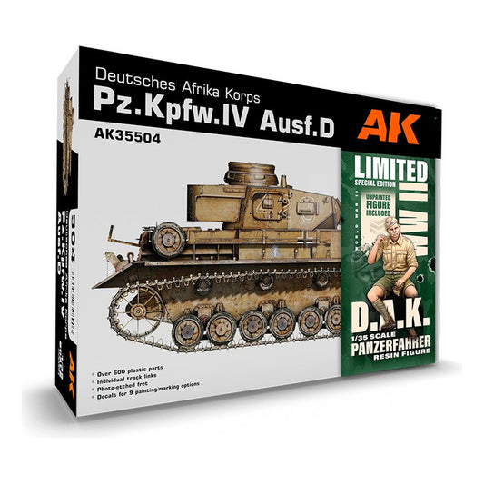 AK INTERACTIVE PZ.KPFW.IV AUSF.D AFRIKA KORPS + DAK PANZERFAHRER 1/35 SCALE